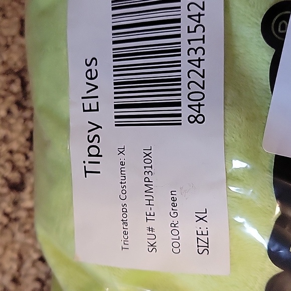 Tipsy Elves NWT Adult Triceratops Dinosaur Halloween Costume Size XL‎ - Picture 3 of 4